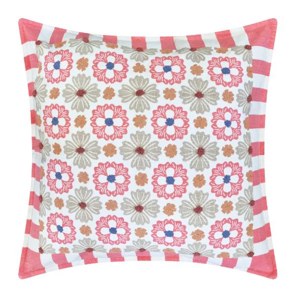 White Multi & Bubblegum Zoe Cushion - 50cm x 50cm
