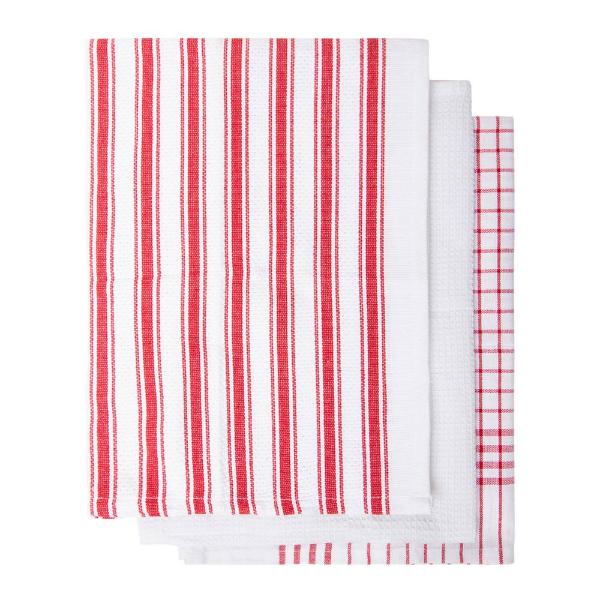 3 Pack Red Gardenia Tea Towels - 50cm x 70cm