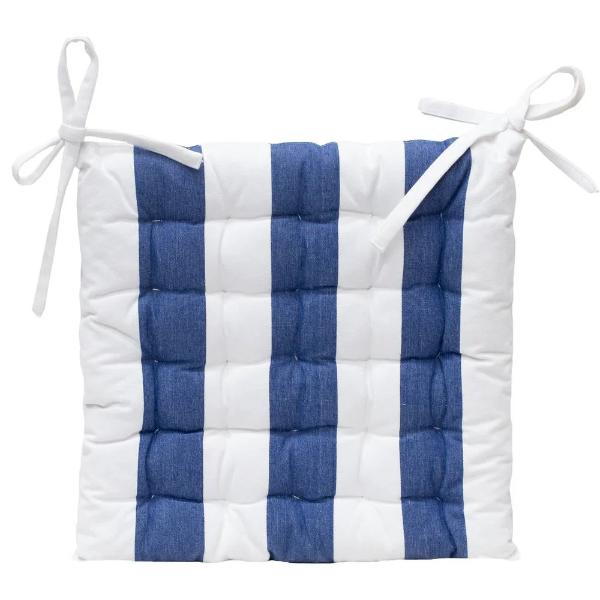 Blue Outdoor Stripe Chair Pad - 40cm x 40cm