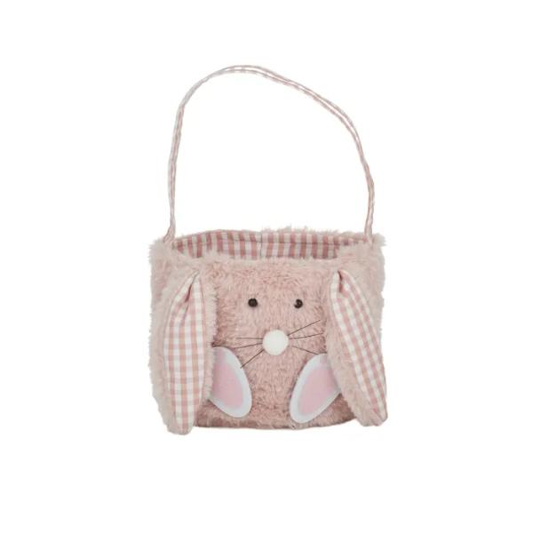 Pink Fabric Bella Bunny Basket - 14cm x 15cm x 32cm