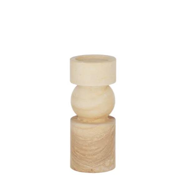 Tan Uma Sandstone Candle Holder - 9cm x 9cm x 23cm