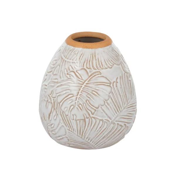 Natural Sand Contour Ceramic Vase - 9.5cm x 11cm