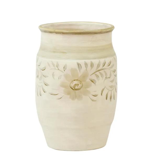 Corowa Ivory & Green Corowa Ceramic Vase - 25.5cm x 37cm