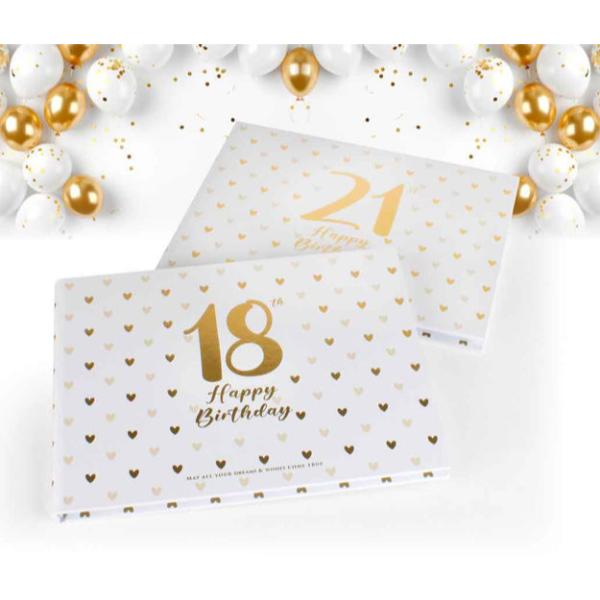 21st Sweet Hearts Guest Book With Gold Text - 23cm x 18cm