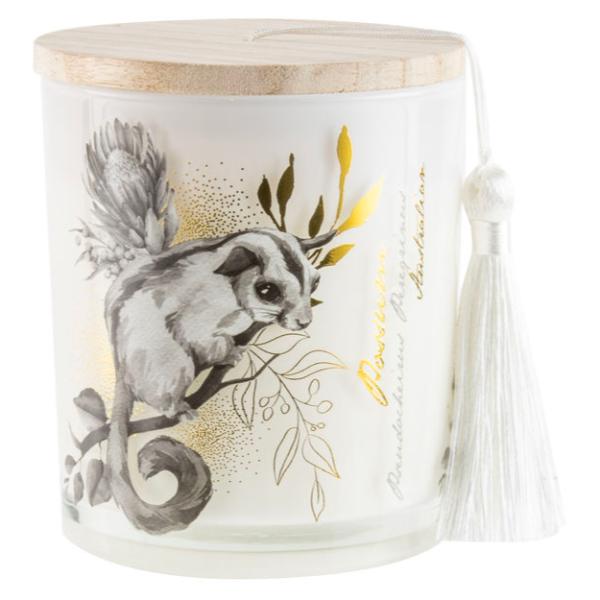 AUSTRALIANA POSSUM CANDLE W/WOOD LID TASSEL