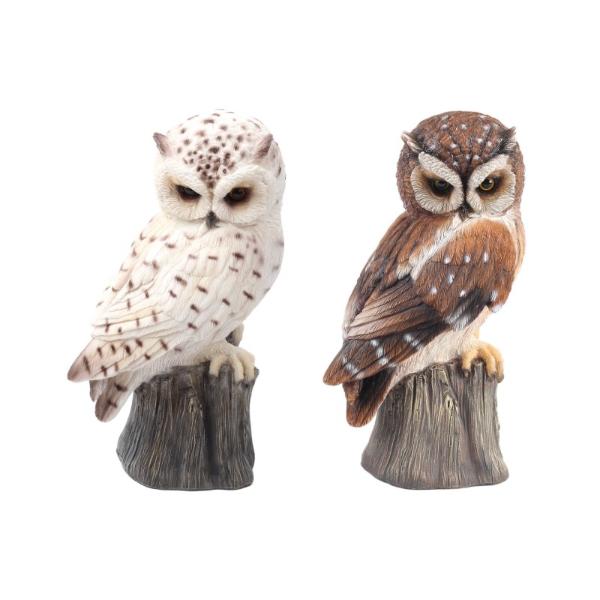 Sitting Owl On Tree Stump - 26cm