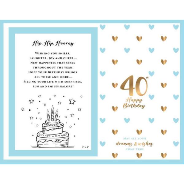 40th Sweet Hearts Glass Photo Frame - 18cm x 19cm