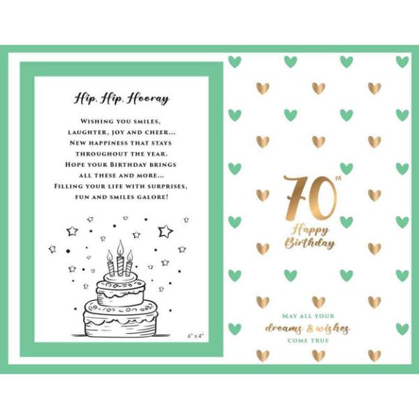 70th Sweet Hearts Glass Photo Frame - 18cm x 19cm