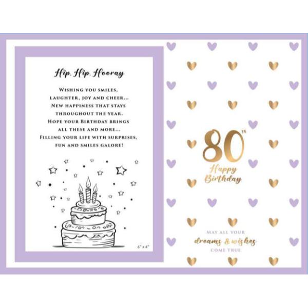 80th Sweet Hearts Glass Photo Frame - 18cm x 19cm