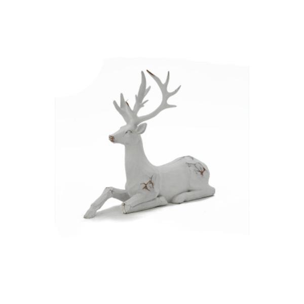 White Crouching Deer Decor - 22.5cm x 8cm x 20cm