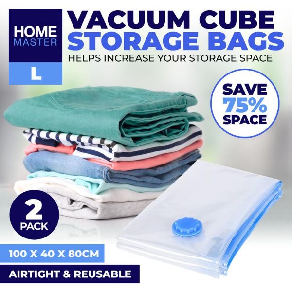 2 Pack Storage Vacuum Bags - 80cm x 100cm
