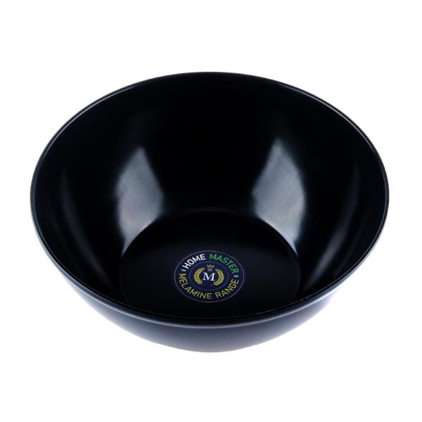 Melamine Round Black Bowl - 25cm x 9cm