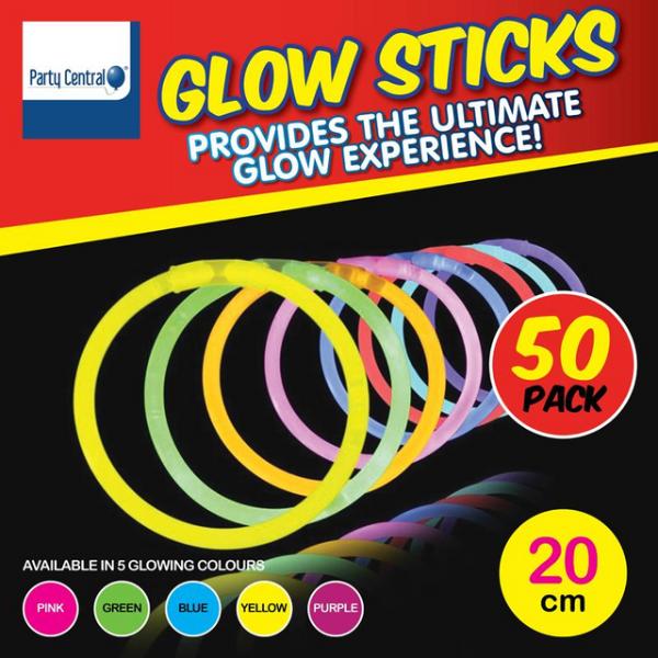 50 Pack Glow Sticks In Tube - 5cm x 20cm