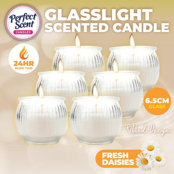 Candle Glasslight Scented 6.5cm Daisies