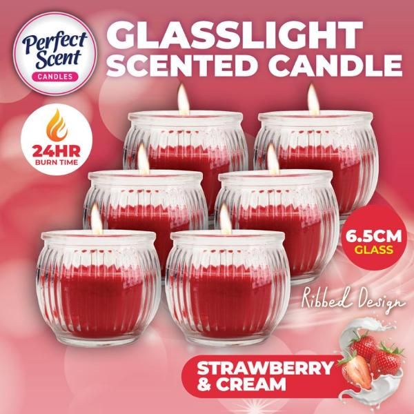 Candle Glasslight Scented 6.5cm Strawberry & Cream