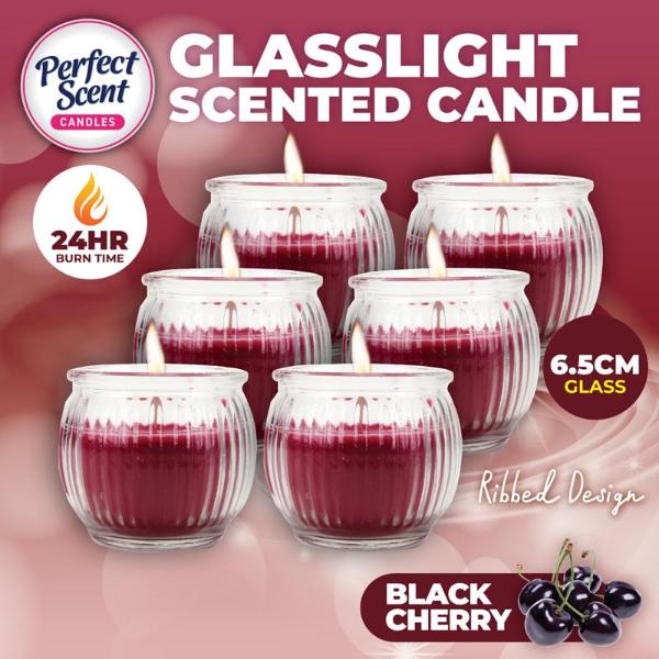 Candle Glasslight Scented 6.5cm Black Cherry