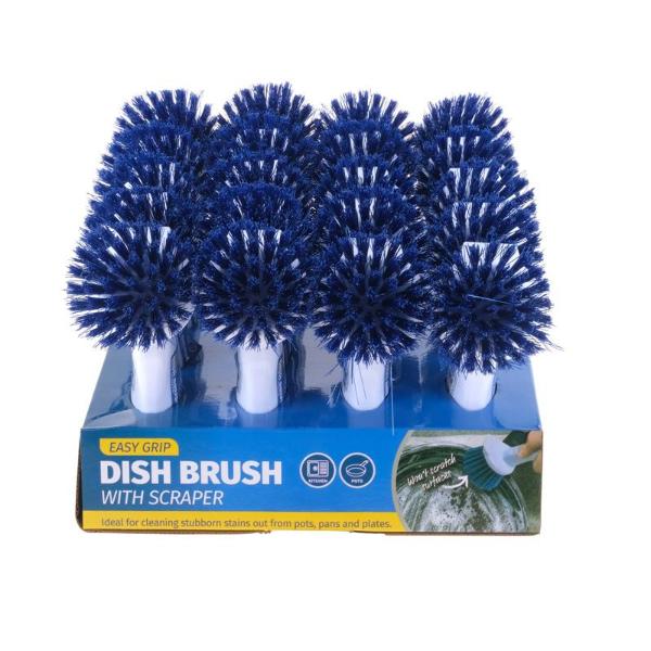 Handy Kitchen Dish Brush With Scraper Edge