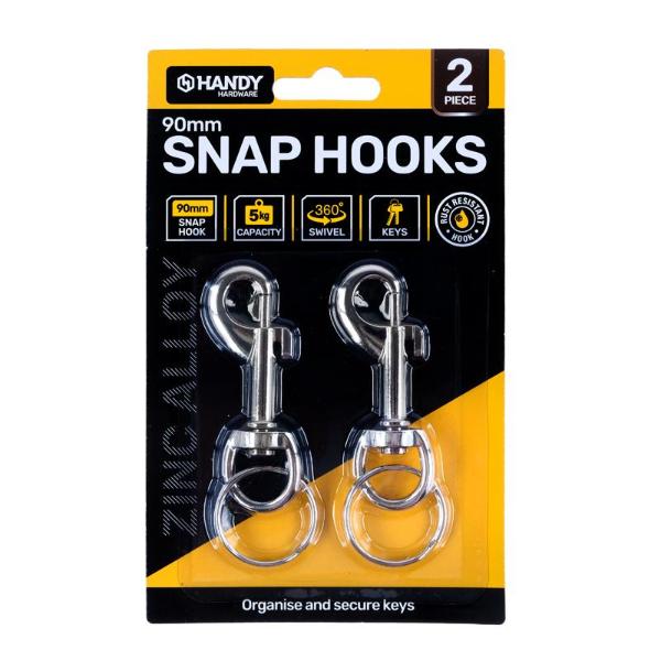 2 Pack Snap Hooks With Ring - 5kg