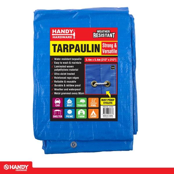 Square Blue 80gsm Tarpaulin - 520cm x 520cm