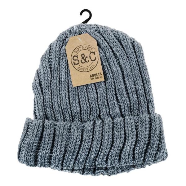 Mens Rolled Cuff Ribbed Beanie