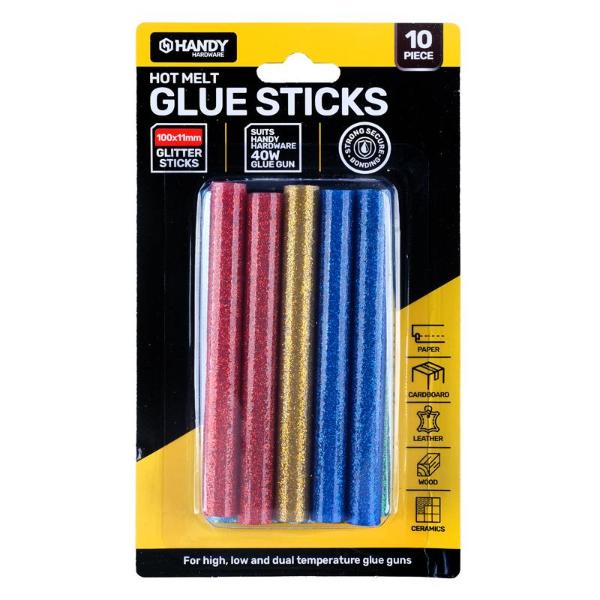 10 Pack Hot Melt Glitter Glue Gun Sticks - 10cm x 1.1cm