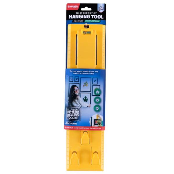 Yellow Measure & Level Picture Hanging Tool - 9cm x 35cm