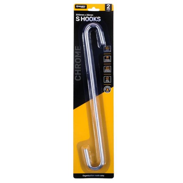 2 Pack Chrome Heavy Duty S Hook - 30cm x 35cm x 6.3cm