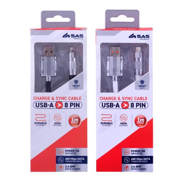 Assorted Charge & Sync USB A To 8 Pin Heavy Duty Cable