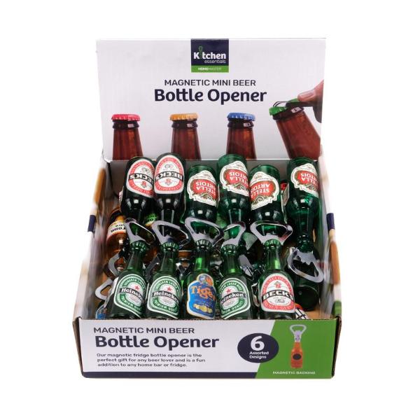 Assorted Beer Bottle Shape Bottle Opener Magnet - 13.5cm x 2.5cm