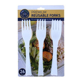 Load image into Gallery viewer, 24 Pack White Premium Reusable Fork - 18cm
