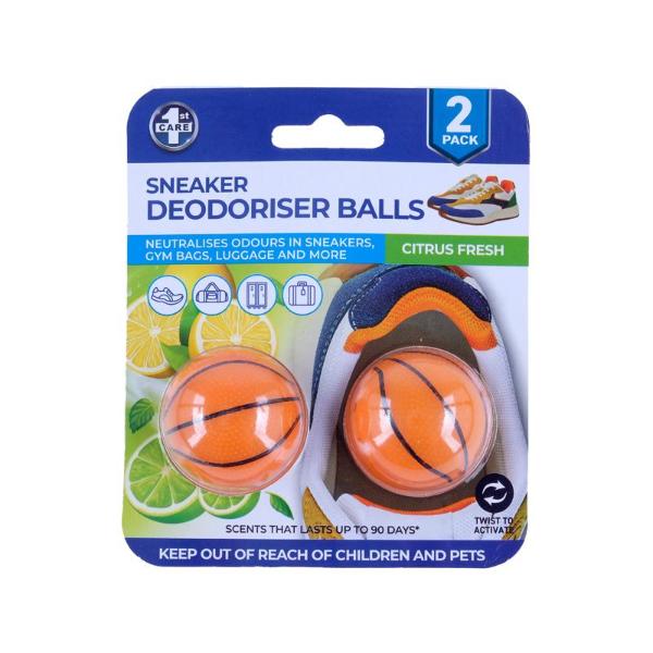 2 Pack Citrus Scented Shoe Deodorising Balls