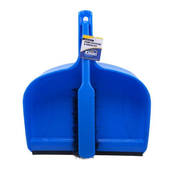 2 Pack Blue Jumbo Heavy Dudy Dustpan & Brush Set - 33cm x 40cm