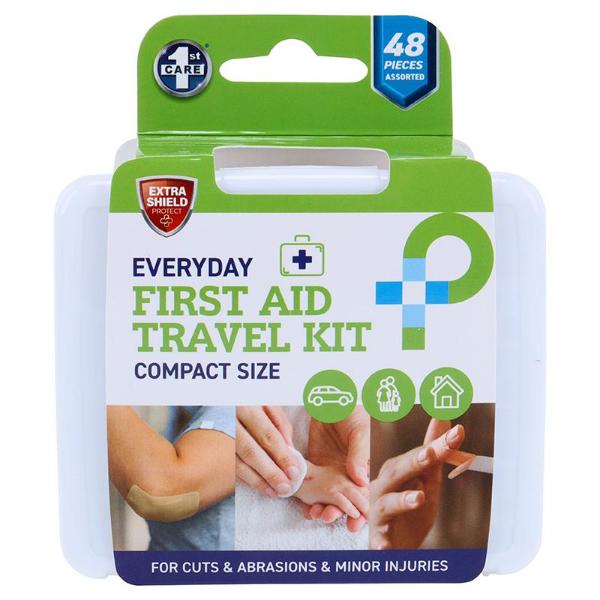 48 Pack Assorted First Aid Travel Kit Essentials With Bones Storage Case