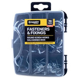Load image into Gallery viewer, 70 Pack Galvanised Iron Assorted Fasteners &amp; Fixings Screw Hooks In Storage Case
