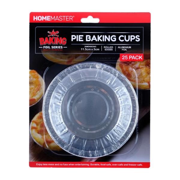 25 Pack Foil Pie Baking Cups - 11.5cm x 3cm