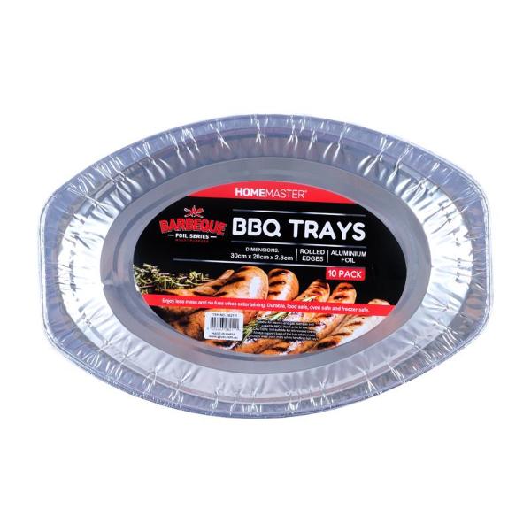 10 Pack Foil BBQ Trays - 30cm x 20cm x 2.3cm
