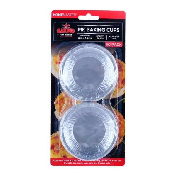 50 Pack Foil Pie Baking Cups - 8cm x 1.8cm