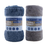 Load image into Gallery viewer, Two Tone Coral Fleece Blanket - 127cm x 150cm