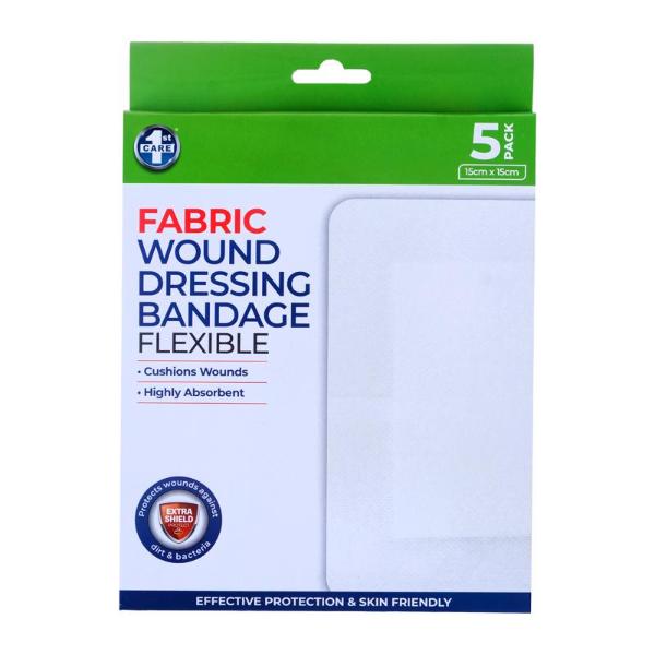 5 Pack Fabric Wound Dressing Bandage - 15cm x 15cm