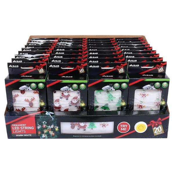 Warm White Silver Wire 1 Function Christmas Battery Operated Premium Ornament Series One 20 Led Fairy String Light - 230cm