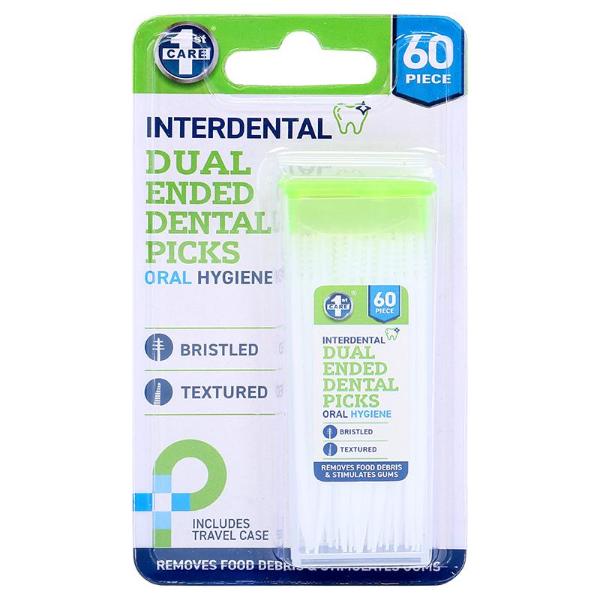 60 Pack Interdental Dual Ended Dental Picks With Bonus Travel Case