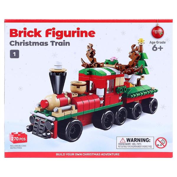 270 Pack Building Brick Kit Christmas Train - 18.5cm x 8.5cm x 9.5cm