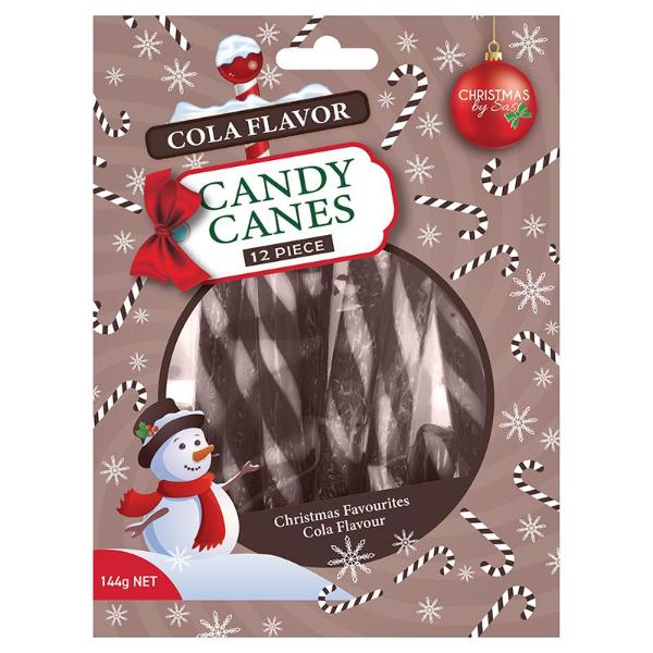 12 Pack Brown & White Striped Candy Cane Cola - 12g