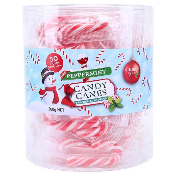 Red & White Striped Bulk Mini Peppermint Candy Cane - 4g