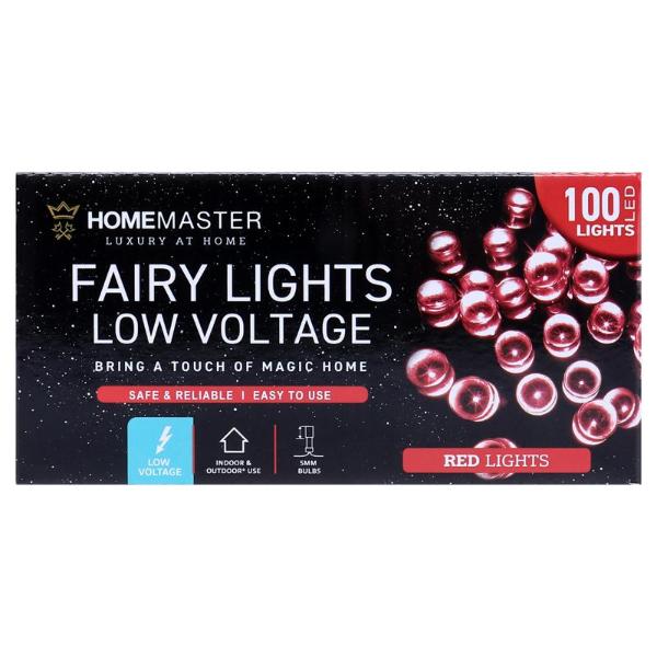 Red 8 Function Low Voltage 100 Led Fairy Light - 6.5m