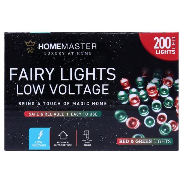 Red & Green 8 Function Low Voltage 200 Led Fairy Light - 11.5m