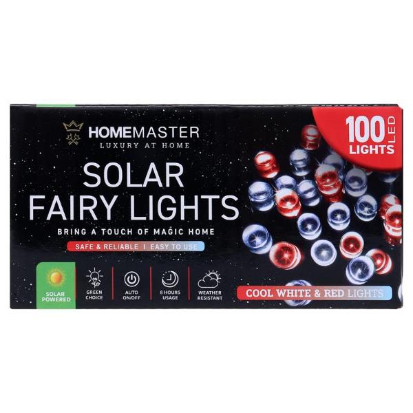 Red & Cool White 2 Function 100 Led Fairy Solar Light - 7.5m