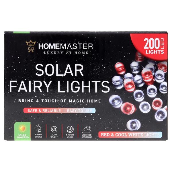Red & Cool White 2 Function 200 Led Fairy Solar Light - 13.5m