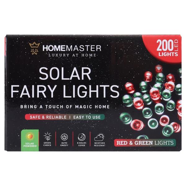 Red & Green 2 Functions 200 Led Solar Fairy Light - 13.5m