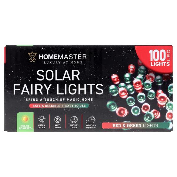 Red & Green 2 Functions 100 Led Solar Fairy Light - 7.5m